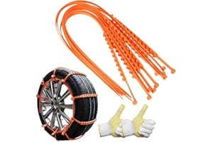 SEIVBLE Universal Anti-Skid Tire Chains, 2026 Upgraded Snow Chains for Trucks & Suvs Car Tires, Reusable Snow Zip Ties Traction Cables for Winter Driving Muddy Roads (10 pcs)