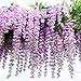 FatColo 12-Piece Artificial Wisteria Vine Ratta Silk Flowers, 3.4-Feet, Purple primary
