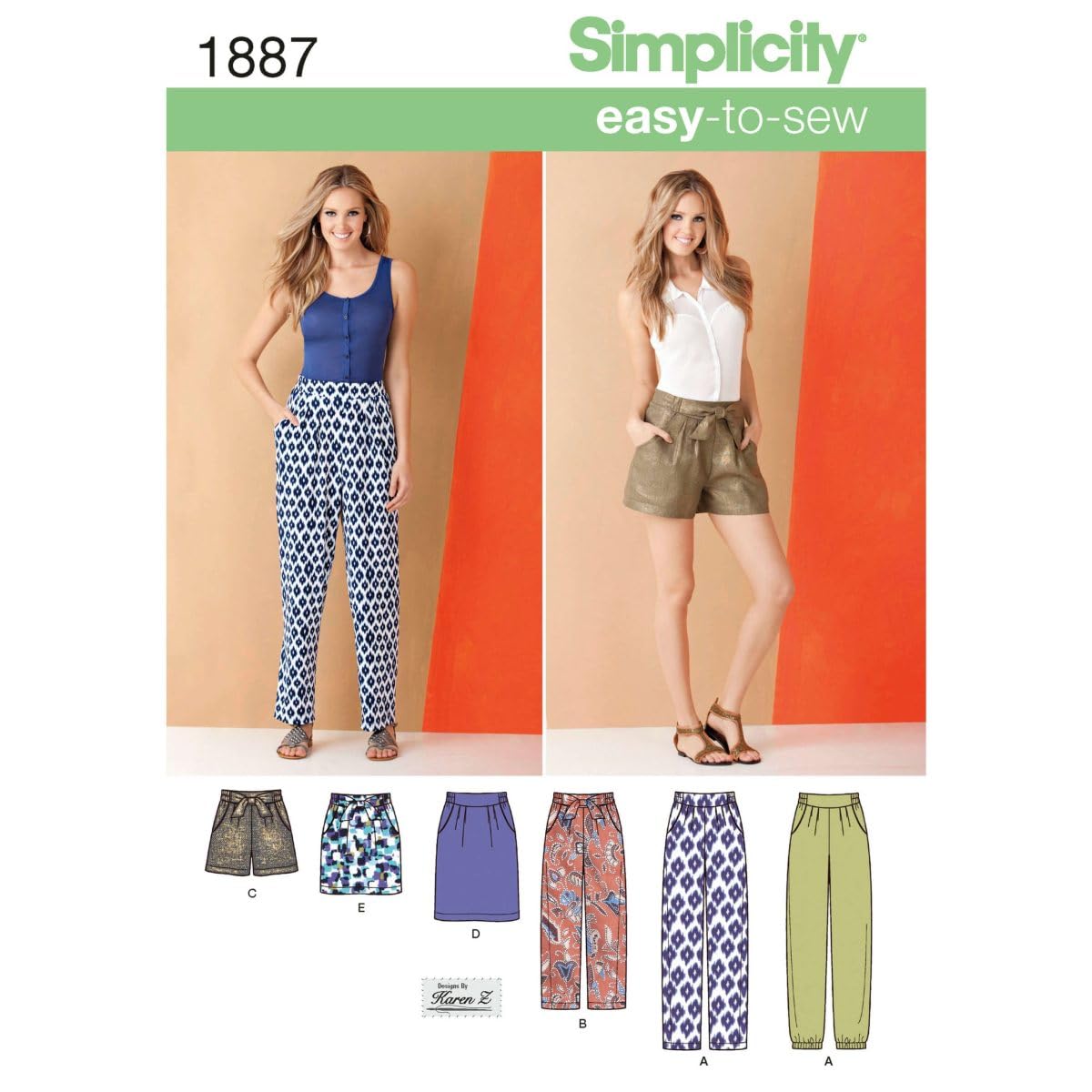 Simplicity 1887Women's Trousers & Skirts, Paper, White, U5 (16-18-20-22-24)