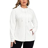FOREYOND Plus Size Workout Jacket for Women Full Zip Up Lightweight Athletic Jackets Running Gym Yoga with Thumb Holes