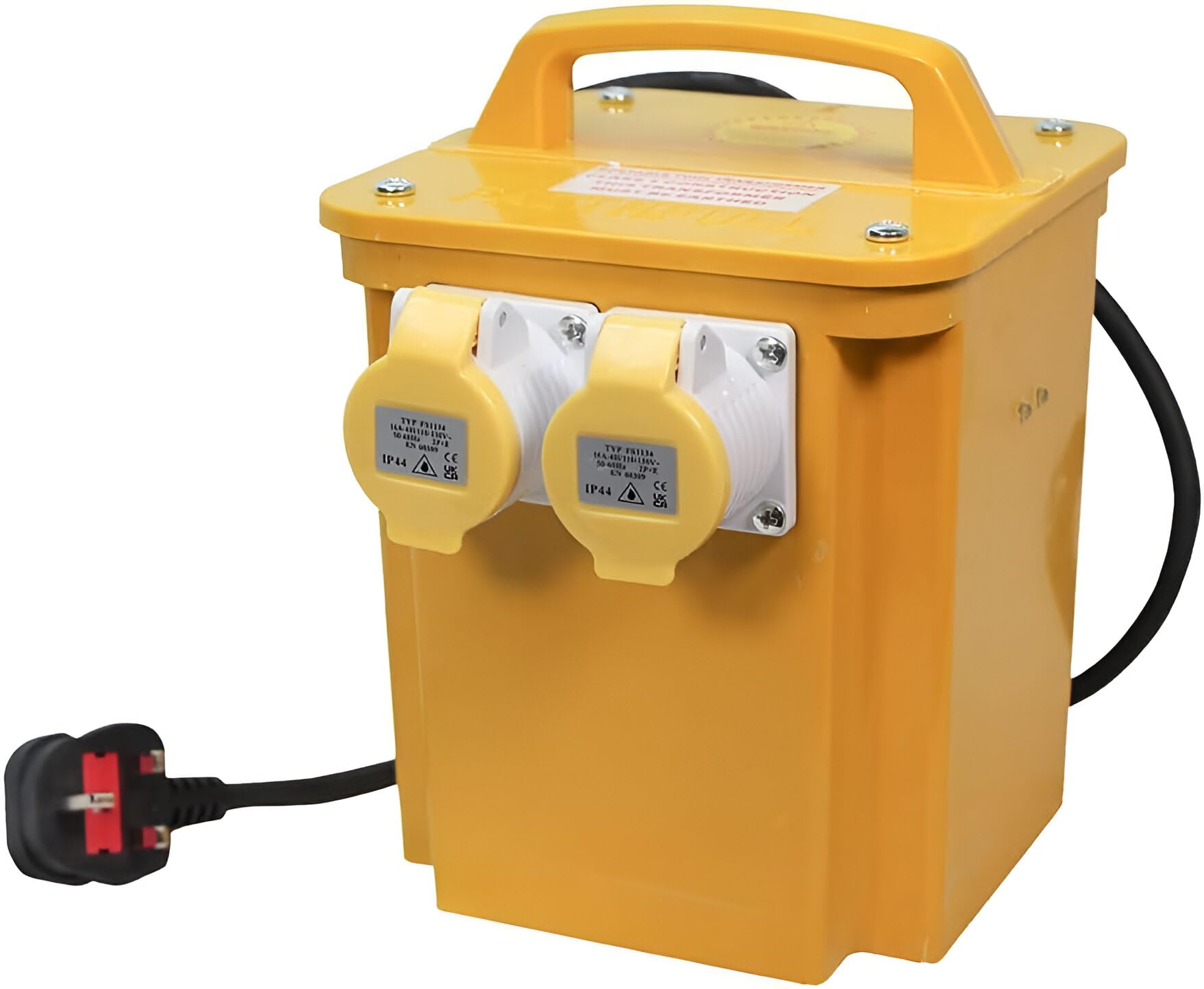 Faithfull Site Transformer - 3.3 kVA, 110V, 16A, 240V Input, Twin Outlet (2 socket) Heavy-Duty Waterproof IP44 Case with Thermal Overload Protection, Power Supply for Industrial Tools
