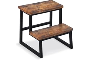 iTsst Step Stool for Adults,Holds up to 500Lb,Heavy Duty Sturdy Two Step Stool for Kichen/Bathroom/High beds, Wooden&Metal Frame, Non-Slip Pads