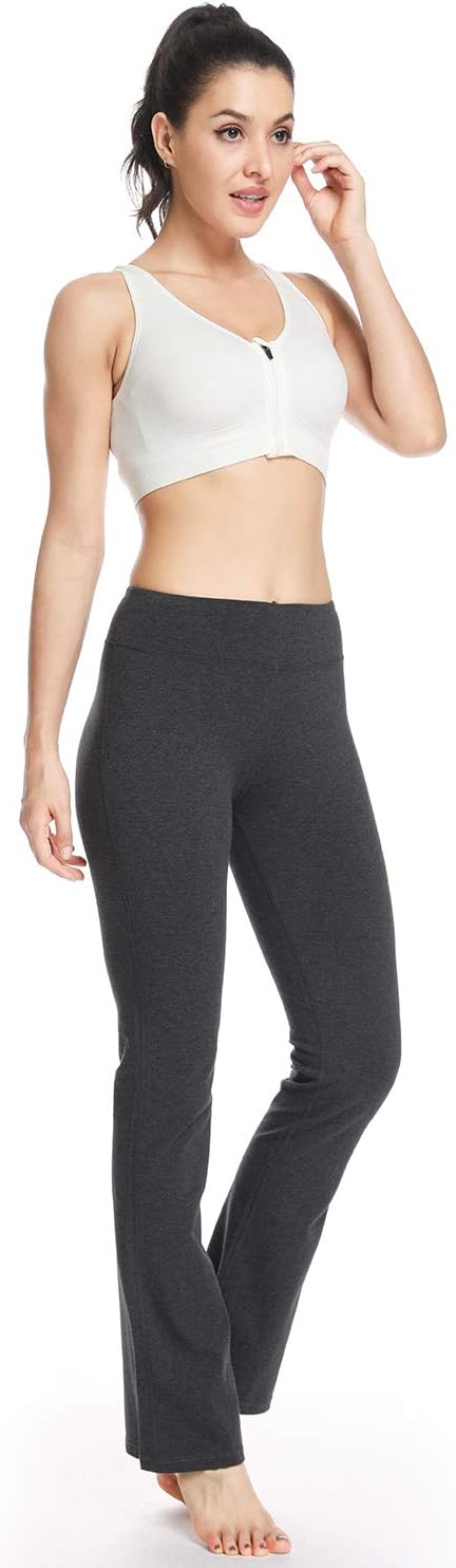 Houmous S-XXL Petite/Regular/Tall Length, Women's Yoga Bootleg Pants Inner Hidden Pocket Workout Pants