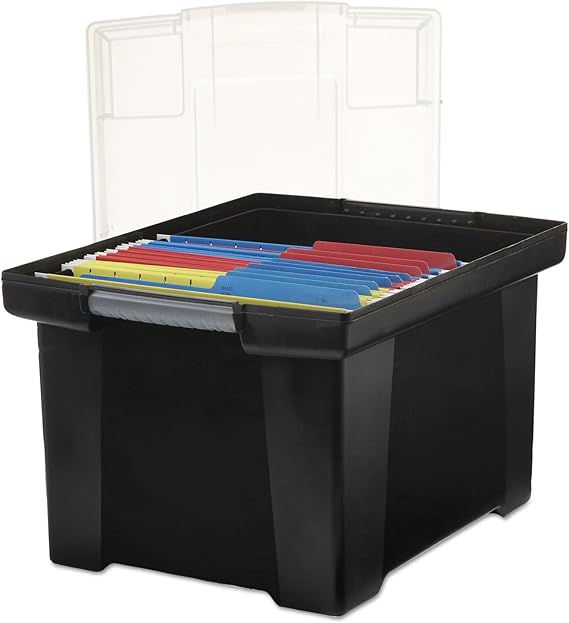 Storex 61528U01C Plastic File Tote Storage Box Letter