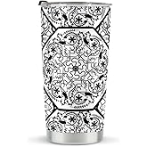 kdxpbpz Hidden Cuss Word Tumbler Black And White Mandala Flower Pattern Coffee Mug for Women Men 20oz Insulated Stainless Steel Tumbler Birthday Gift Valentina's Gift Christmas Gift