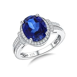 AGRULE Blue Sapphire Ring for Women Sterling Silver
