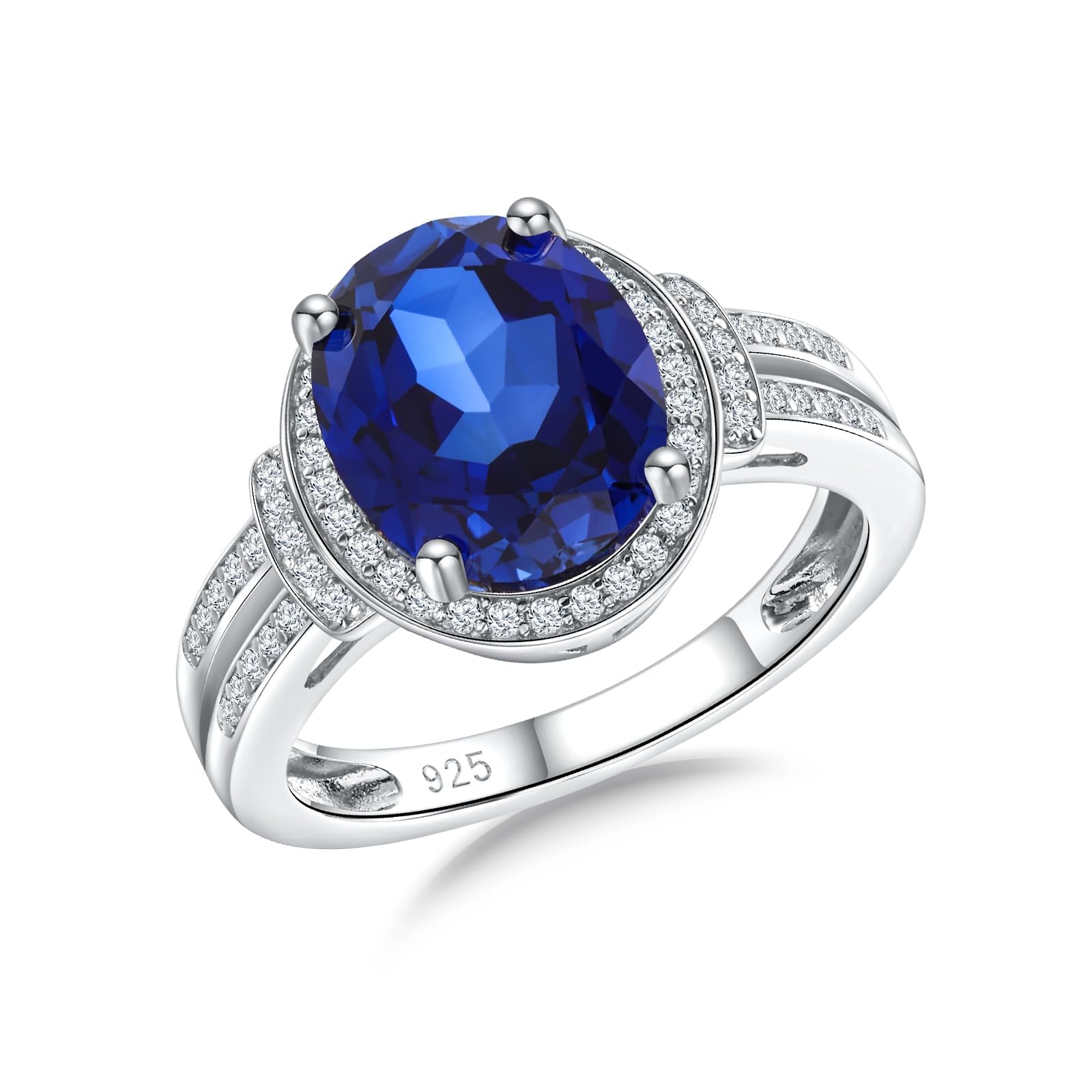 AGRULE Blue Sapphire Ring for Women Sterling Silver