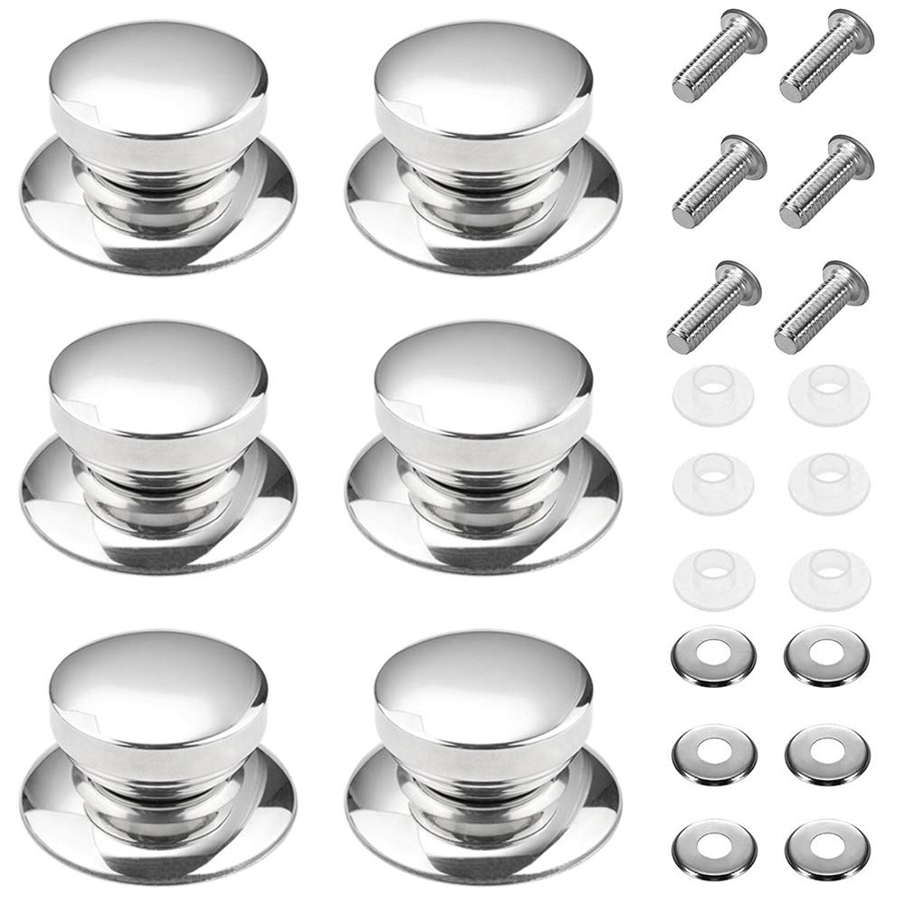 Kitchen Replacement Knob Handle, 6 Pieces Stainless Steel Pan Lid Knob, Glass Lid Handle, with Screws and Non Slip Mat, for Kitchen Pot Lid Accessories, Lid Handle Replacement (Silver)