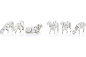 Moranduzzo Set of 6 Sheep H.2 cm for 6 cm Nativity – MINI 6 – Scale 1:32, Hand-Painted, Sculptor M. Landi, Made in Italy