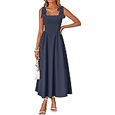 ZESICA Women's Summer Spaghetti Strap Maxi Dress 2026 Tie Shoulder Square Neck Flowy Wedding Guest Party Beach Long Dresses