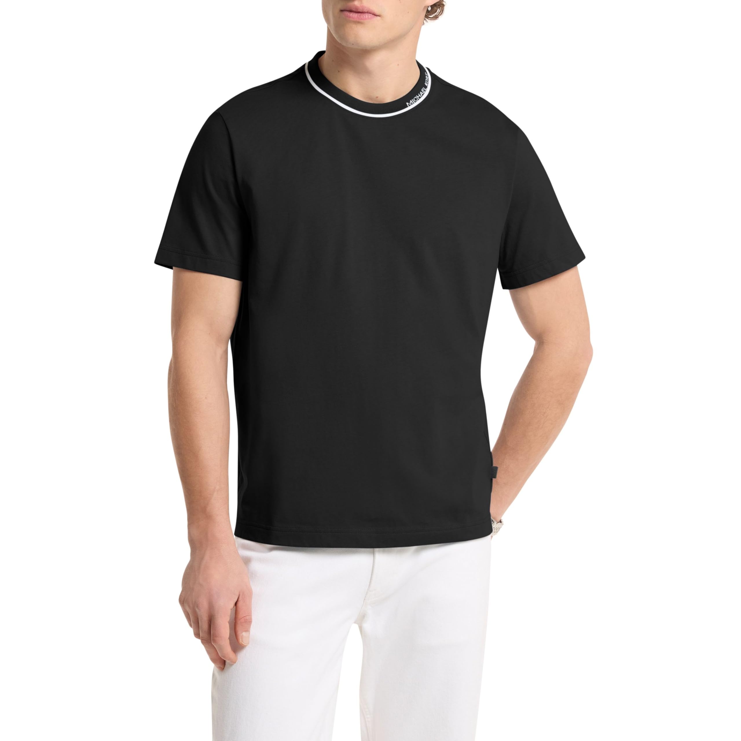 Michael Kors Men’s Logo Rib Tee/Black, Large
