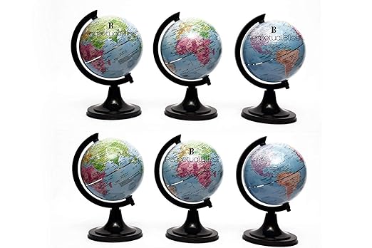 Perpetual Bliss Globe|World Globe|Political Globe|Education Globe|Home Decor/Return Gifts for Kids 12x12x16 cm (Pack of 6)