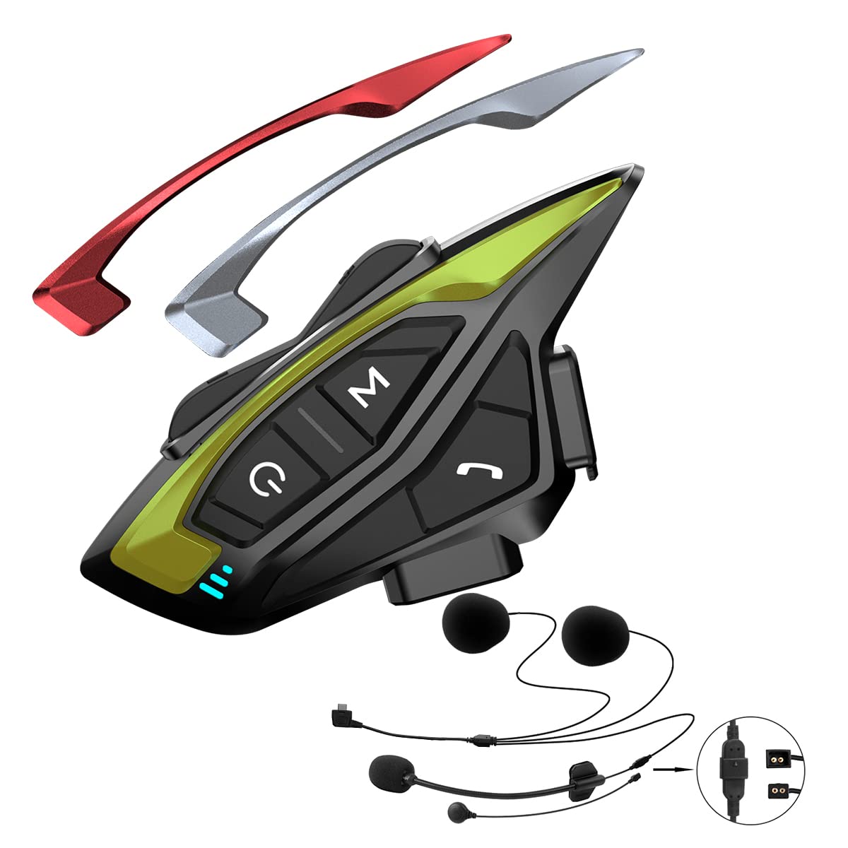 QSPORTPEAK Shark08 V5.1 Motorcycle Helmet Bluetooth Intercom Headset Communication Systems Kit with DSP/CVC Noise Cancellation, 1500m 8 Riders Group Helmet Intercom with FM Radio for ATV/Dirt Bike