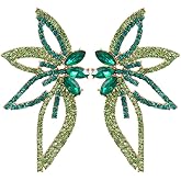 Denifery Butterfly Studs Earrings Boho Vintage Rhinestone Statement Earrings Angel Wings Crystal Earrings Shiny Leaf-shaped Flower Stud Earrings Wedding Jewelry Gifts for Wedding Prom Bride