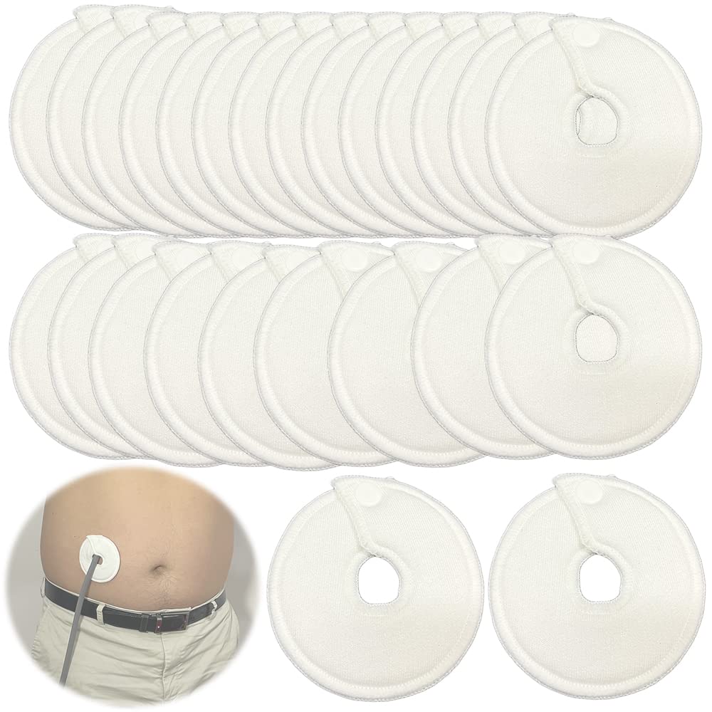 EDWERD G Tube Covers for Feeding Buttons – Extra Soft & Absorbent Pads for PD, Ileostomy, Stoma Care, 3" OD Nursing Supplies for Patients, 25 Pcs