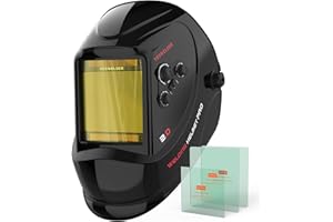 YESWELDER Large View Auto Darkening Welding Helmet, 1/1/1/1 True Color Solar Powered Welder Hood Mask with 4 Arc Sensors, Wid