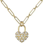 Ted Baker London Paris Statement Pave Crystal Padlock Heart Pendant Necklace for Women (Gold/Crystal)