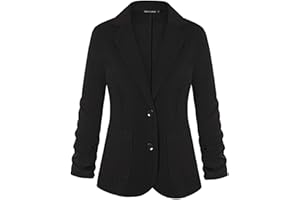 Unifizz Womens Casual Work Office Blazer Pockets Buttons Suit Jacket 3/4 Sleeve