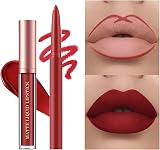 HQDA 6Pcs Matte Liquid Lipstick Lip Liner Set Nude Waterproof Non-Stick view 2