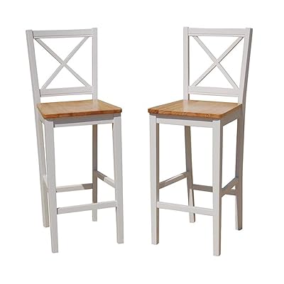 TMS 30" Virginia Cross Back Stools (Set of 2), White/Natural