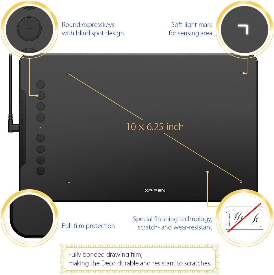 XPPen Deco01 Professional Graphic Drawing Tablet with 8192 levels