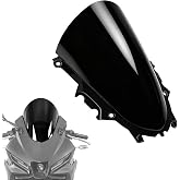 Double Bubble Racing Windshield Fit for YZF-R3 YZF-R25 2019-2026, Black | Protects from Wind, Bugs &amp; Road Debris, Enhance Highway Wind Protection, Wind Noise Reduction, Durable Polycarbonate, Bolt-On