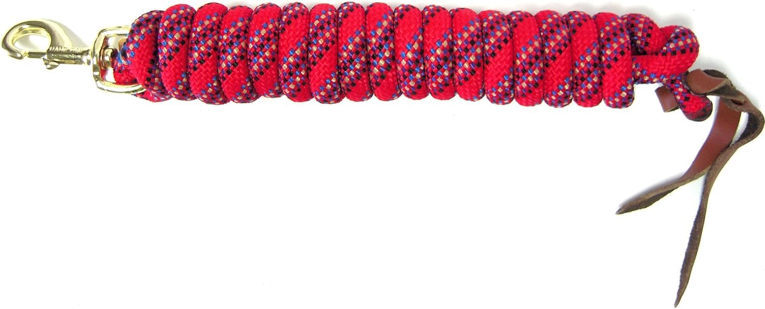 Hamilton Cowboy Braided Rope Lead, Multi-Weave Red, 5/8" Thick x 10' Long