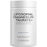 Codeage Liposomal Magnesium Taurate+ Supplement - Magnesium Taurate, Vitamin B6 as Pyridoxal 5-Phosphate, 2-Month Supply - Liposomal Delivery, Vegan, Non-GMO, Gluten-Free, 120 Capsules