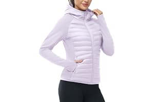 TBMPOY Women's Running Winter Jackets with Hood Warm Lightweight Insulated Water Resistant Puffer Jacket for Hiking Golf