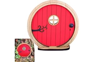 SEADIQUIET Red Fairy Garden Door,Tree Fairy Doors Decoration for Trees Outdoor and Tree Trunk,DIY Mini Garden Lawn Ornament Decor,Fairytale Tiny House Doors Mini Gift,Buildings and Structures Garden Miniatures