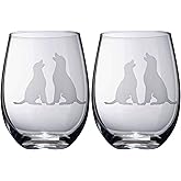 The Wine Savant Set of 2 Labrador Dog Stemless Wine Glasses Lab Retriever Puppy & Doggy Lover Him & Her - Dogs Silhouette - Glass Gifts Etched Tumblers for Anniversary, Wedding, Home Bar Gifts
