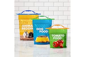 GripStic Heavy Duty Handle Set. 3 Different Size Bag Clips to Seal Large Bags in Your Home, Garage and More. Bag Sealer for Dog Food and cat Food, Bird Seed, Potting Soil and More. 3 Pack.