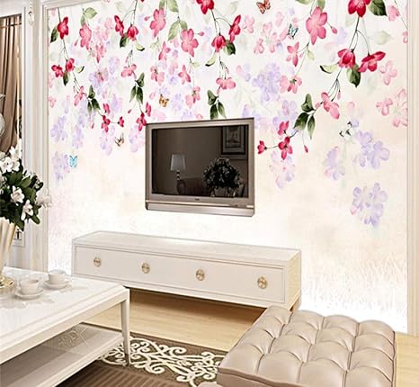 Amazon Wkxzz 壁の背景装飾画 大規模なカスタム壁紙3d花の写真の壁の絵手描き水彩花のリビングルームの家の装飾 250x175cm 壁紙