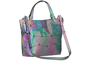 Kbinter Geometric Luminous Purses and Handbags Shard Lattice Eco-Friendly Artificial Leather Rainbow Holographic Purse, Color, Large