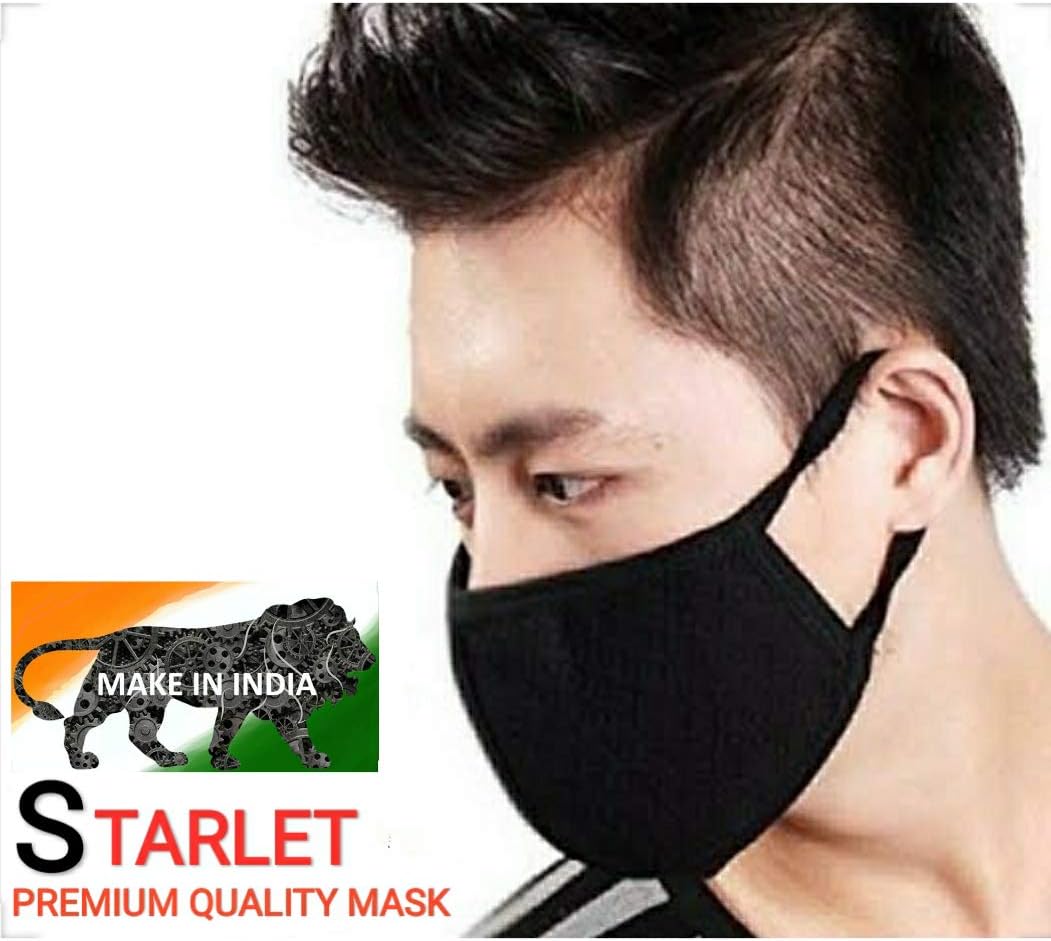 STARLET Anti Pollution Mask Washable Dust Mask Air Filter Mask for Pollution Smoke Allergy Mask (Unisex Size,Black) (PACK OF 6)