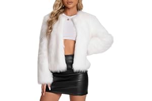 WELLATENT Fur Coats For Women, 2025 Plus Size Faux Fuzzy Jacket Fluffy Long Sleeve Winter Coat with Pockets.