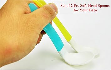 Soft-Head Baby-Safe Non-Toxic Weaning Dinner/Soup Spoon (Set of 2 Pieces)