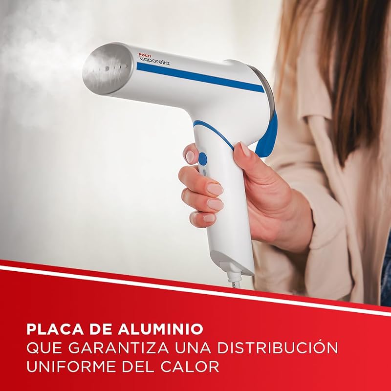Vaporella Vertical Styler GSM50B, ferro a vapor vertical portátil para viagens, pega dobrável, aquecimento rápido 30 segundos, branco/azul