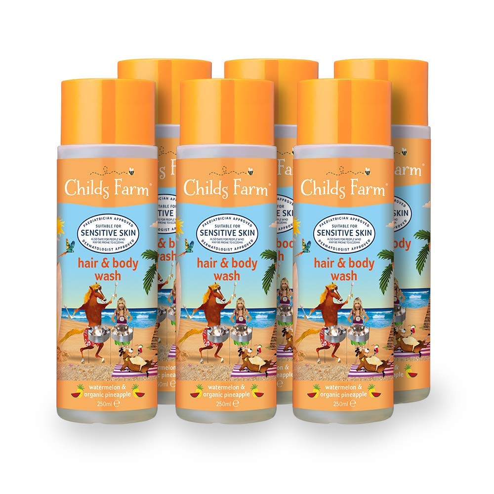 Childs Farm | Kids Hair & Body Wash | Watermelon & Organic Pineapple | Gently Cleanses | Suitable for Dry, Sensitive & Eczema-prone Skin | Multipack of 6 x 250ml