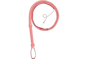 Real Leather 06 Feet Pink Bull Whip | Handcrafted 12-Plait Bullwhip | Durable & Flexible Stock Whip for Equestrian Sports