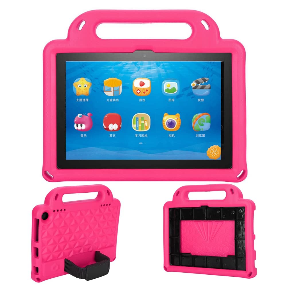 Annadue For Fire HD 8 Case 2020, All-New for Fire HD 8 Plus Tablet Case Cover for Kids, Shock-proof Lightweight Handle Friendly Stand Protective Sleeve with Detachable Strap -Rose Red