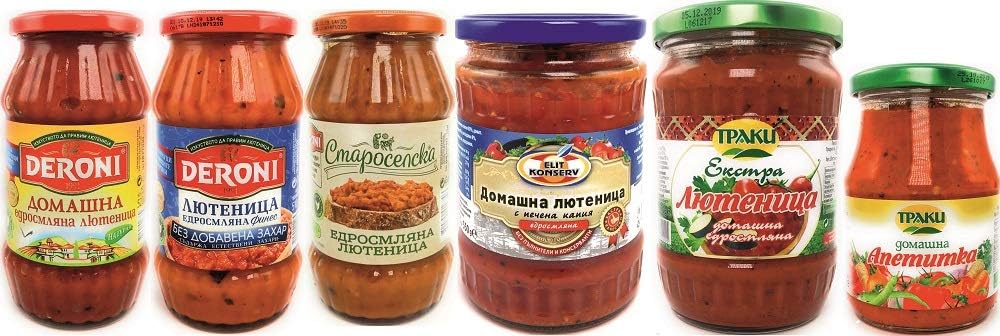 Mix of Traditional Bulgarian Vegetable Spread – LIUTENITSA 5 pcs Different Types and Apetitka