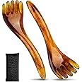 Head Massager Scalp,Aolupal2-Pieces Head Scratcher Massager Whisk, Gift for Mother, Sister,Kids and Lover, Portable Resin Massager Tools with a Black Zippered Bag (Amber)