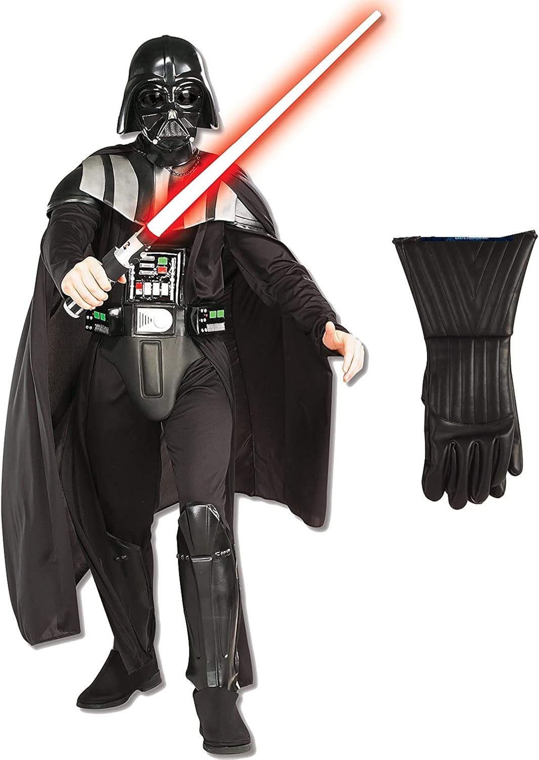 STAR WARS Men's Deluxe Darth Vader Costume with Lightsaber Bundle, Multi, Extra