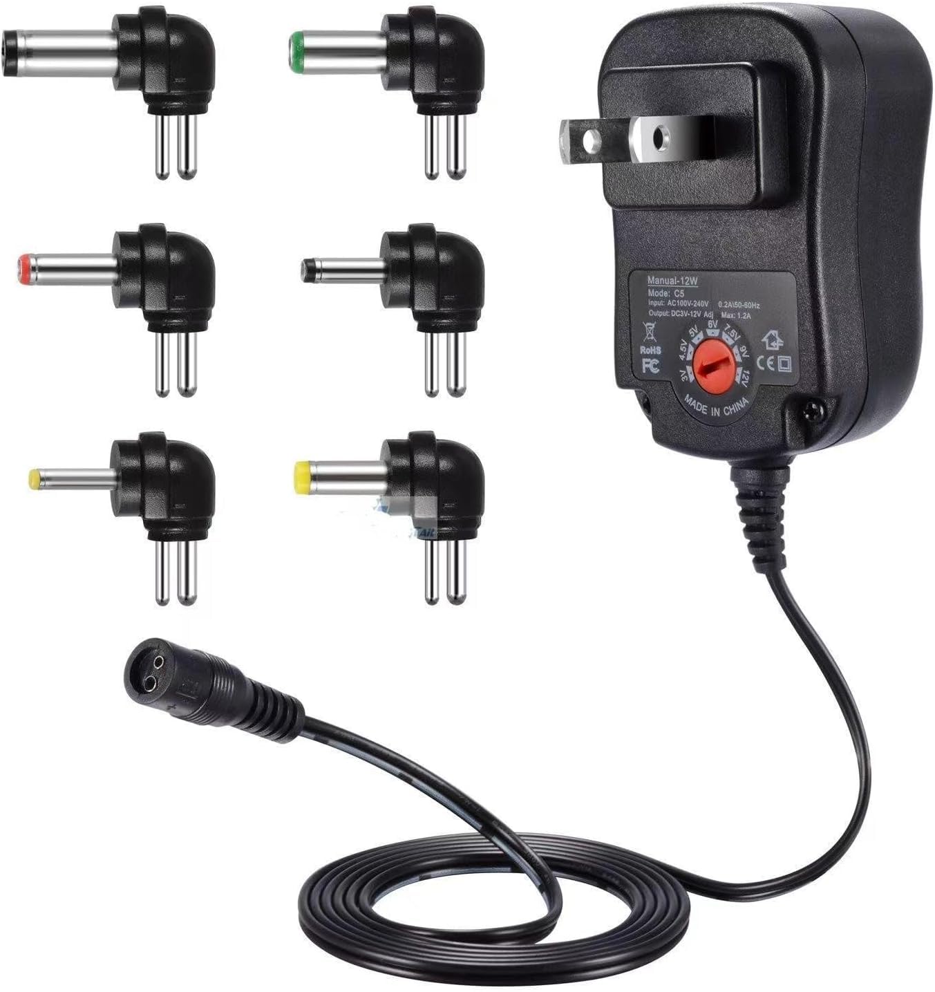 Photo 1 of 12W Universal Multi Voltage AC/DC Adapter Switching Power Supply with 6 Selectable Adapter Plugs, Suitable for 3 V to 12 V Device