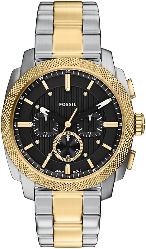 Novo relógio de máquina para homens, movimento cronógrafo de quartzo de 44mm com bracelete em aço inoxidável ou couro, tom mate preto e dourado, pulseira