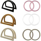 12 Pcs Handbag Handles(6 Pcs O-Ring Circles&6 Pcs D-Ring Semi-Circle)- Faux Wood Grain Purse Handles for Tote Bag & Crochet DIY Purse Making(6 Colors)