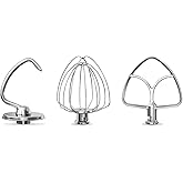 LETOMS Stainless Steel Attachments 3 Pieces for KitchenAid 4.5-5QT Tilt-Head Stand Mixer and Mixing Bowl,K45WW Wire Whip, K45