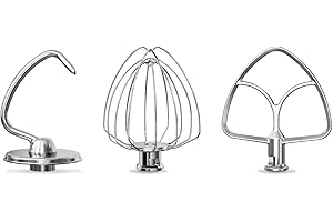 LETOMS Stainless Steel Attachments 3 Pieces for KitchenAid 4.5-5QT Tilt-Head Stand Mixer and Mixing Bowl,K45WW Wire Whip, K45