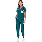 COZYFIT Scrubs for Women Set - Stretch V-Neck Scrub Top & Jogger Pant with 8 Pockets COZY SCRUBS
